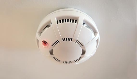 fire gas detectors installed on the ceiling